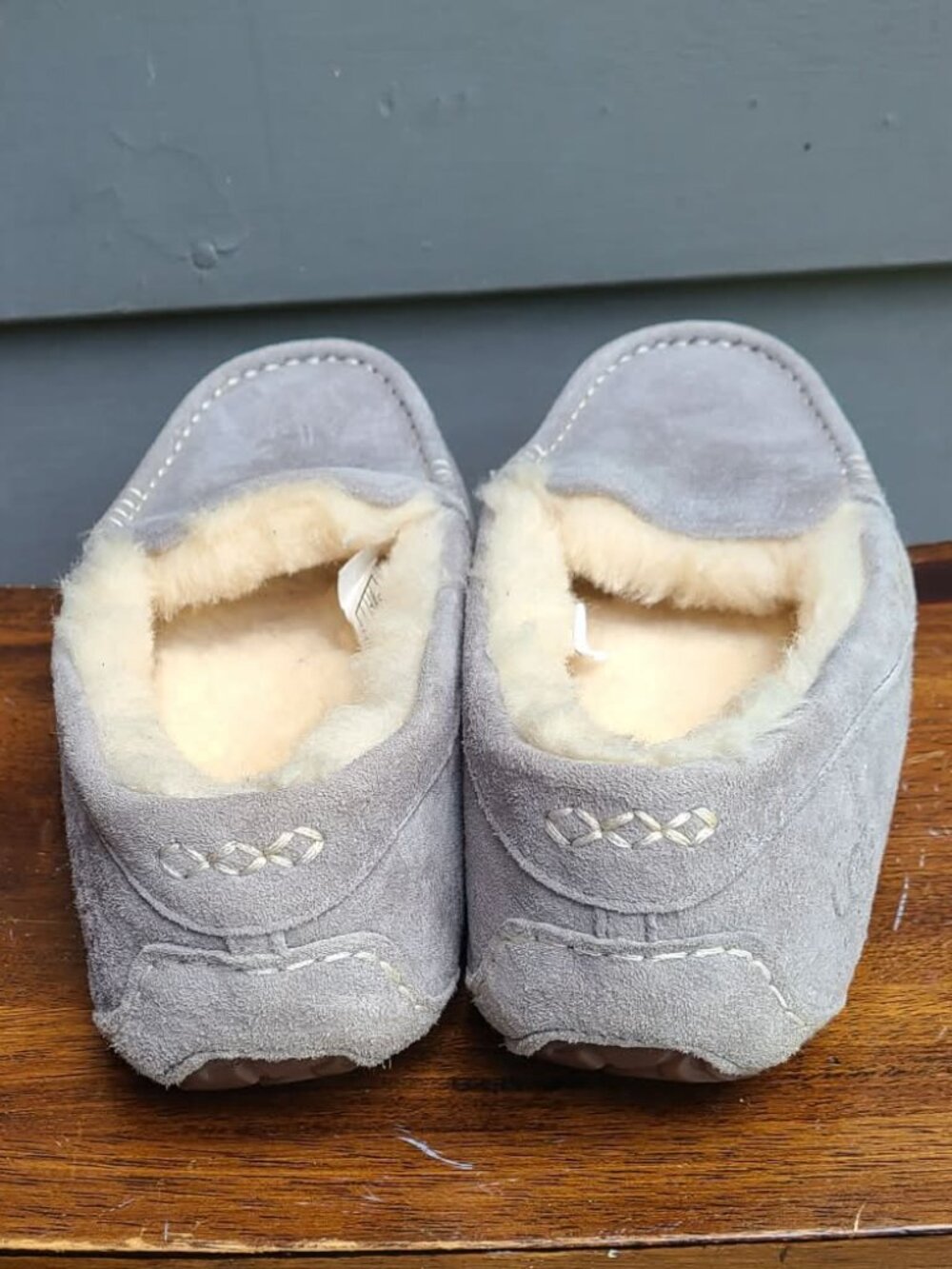 UGG Ansley Light Grey Suede Shearling Slippers size 7 - Picture 6 of 13